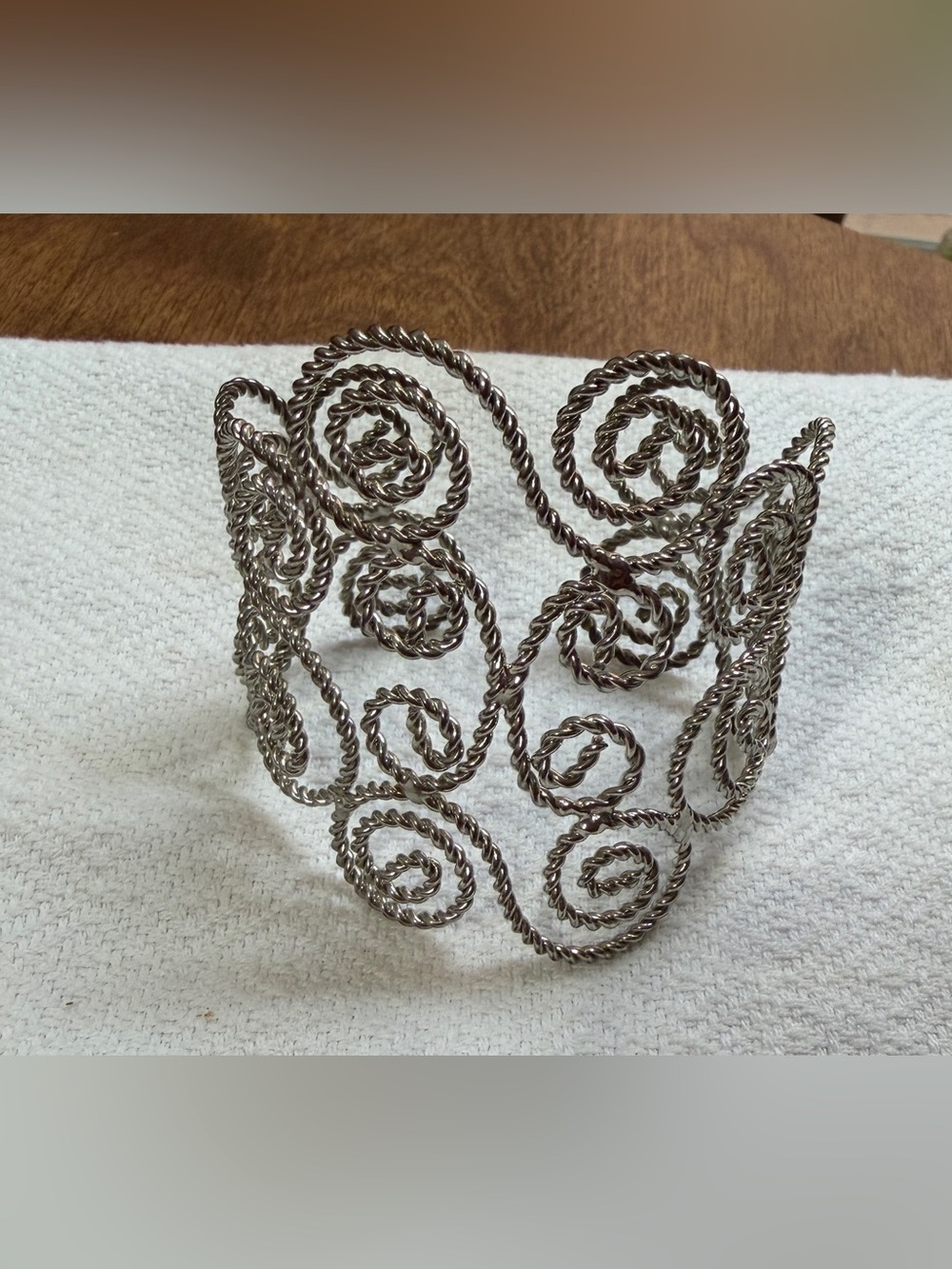 Boho style spiral swirl silver Plated Metal Wide Cuff fashion Bracelet